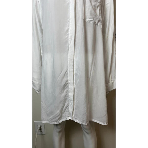 JONNY COTA OVERSIZED WHITE SHEER BUTTON UP OPERA BLOUSE SHIRT - Picture 4 of 9